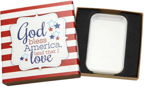 SilverTowne Natural Kraft Paper Gift Box w/God Bless America Box Sleeve & Cap - Product Packaging [Add $5.00]